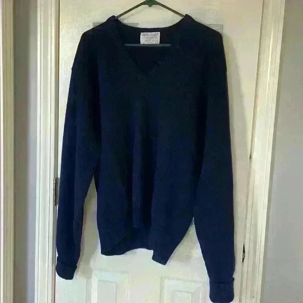 Slouchy, cozy navy blue v neck sweater size L